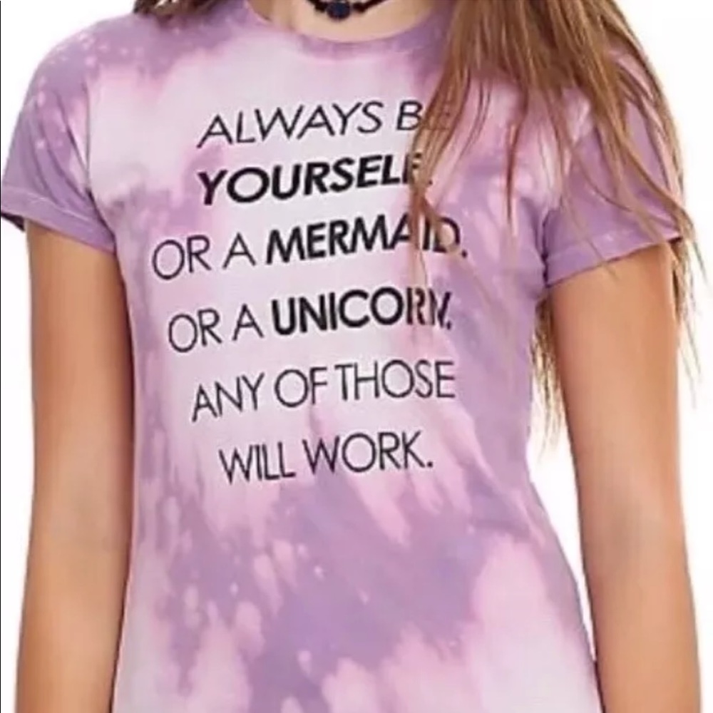 pink purple Shirt unicorn mermaid wildfox
